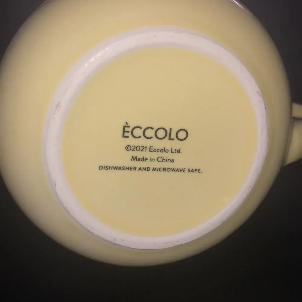 Eccolo happy spring Easter bunny rabbit pastel yellow mug with Easter egg
